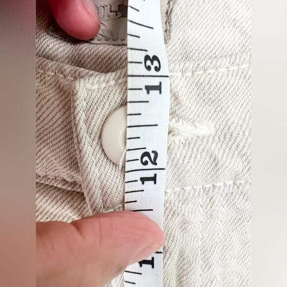 Mother high waisted pouty prep heel pants ultra wide leg linen lyocell cream 28 - Picture 11 of 16